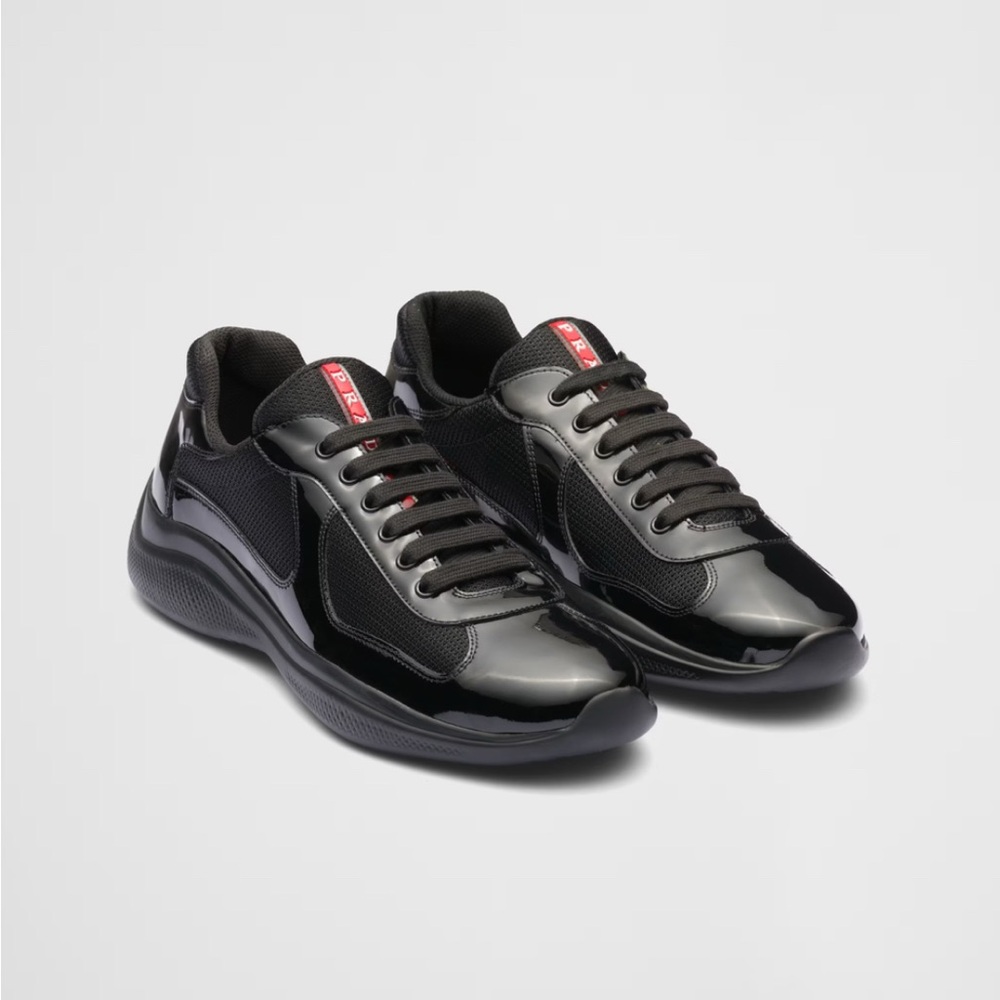 Patent leather and technical fabric Prada America's Cup sneakers